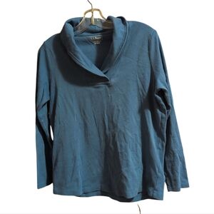 L.L. Bean Women’s Navy Long Sleeve V-Neck Tee Shirt Size Medium Cotton